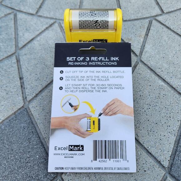 ExcelMark Rolling Identity Theft Guard Stamp & Refill Ink Pack Set - Picture 10 of 13
